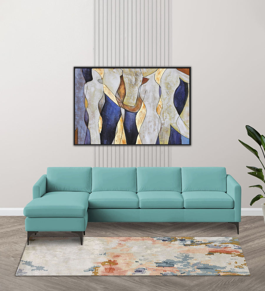 Haru  RHS  (3+Lounger) Fabric Sectional Sofa - Barmunda Aqua by Febonic Living