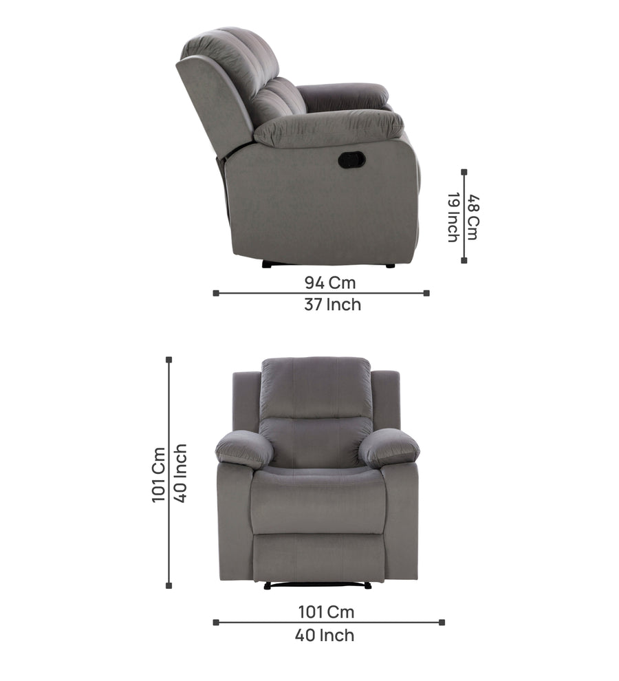 Newton Velvet 1 Seater Motorized Recliner In Concrete Grey Colour - Febonic Living