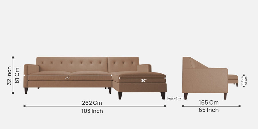 Miller Fabric Lhs Sectional Sofa 3 Lounger In Cosmic Beige Colour - Febonic Living