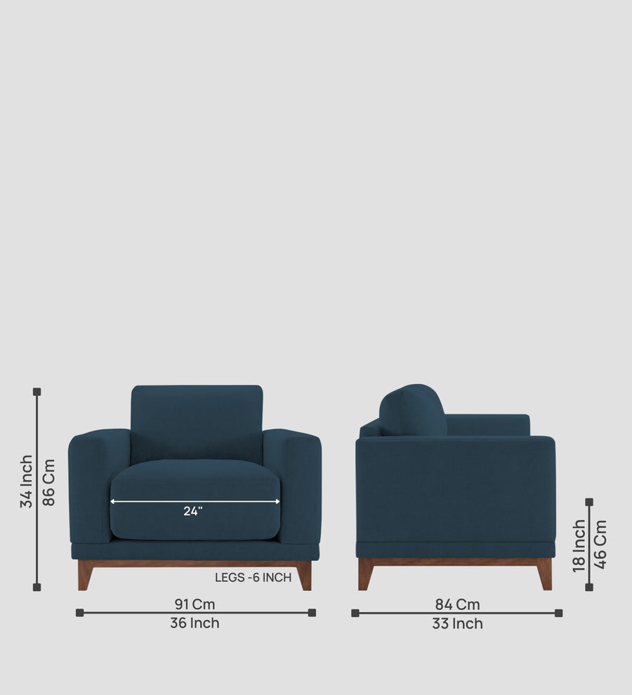 Esha Fabric 1 Seater Sofa In Cool Blue Colour - Febonic Living