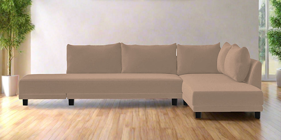 Ira Fabric Lhs 6 Seater Convertible Sofa Cum Bed In Cookie Beige Colour - Febonic Living