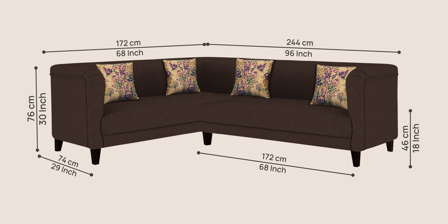 Niki Fabric Corner Sofa In Coffee Brown Colour - Febonic Living