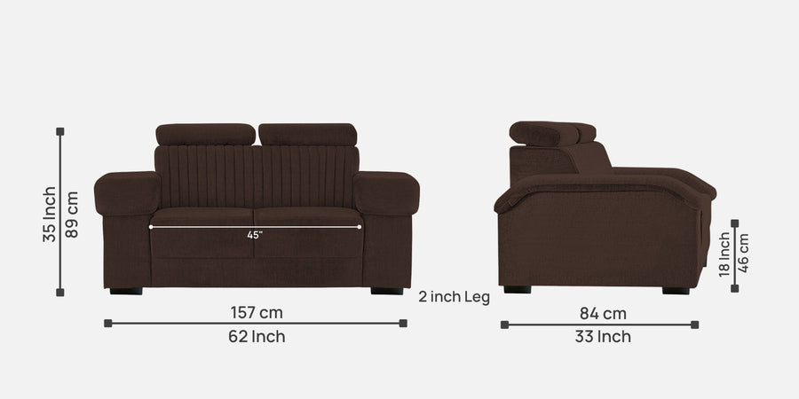 Draco Fabric 2 Seater Sofa In Coffee Brown Colour - Febonic Living