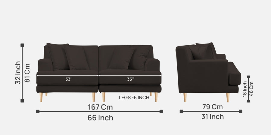 Woody Fabric 2 Seater Sofa In Coal Brown Colour - Febonic Living