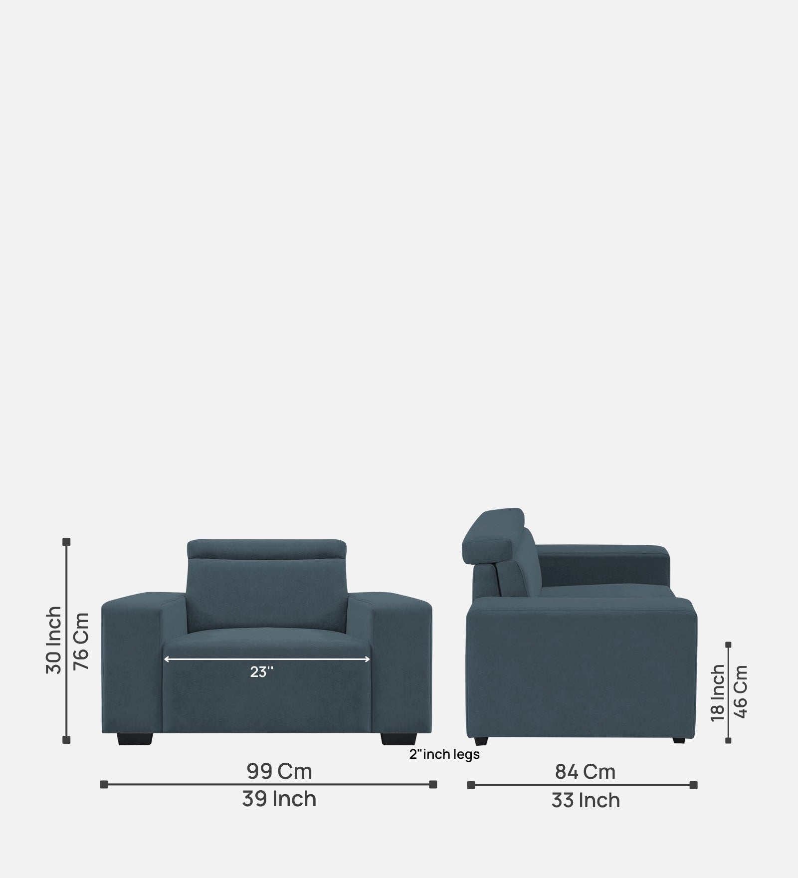 Hiro Fabric 1 Seater Sofa In  Cobalt Blue Colour - Febonic Living