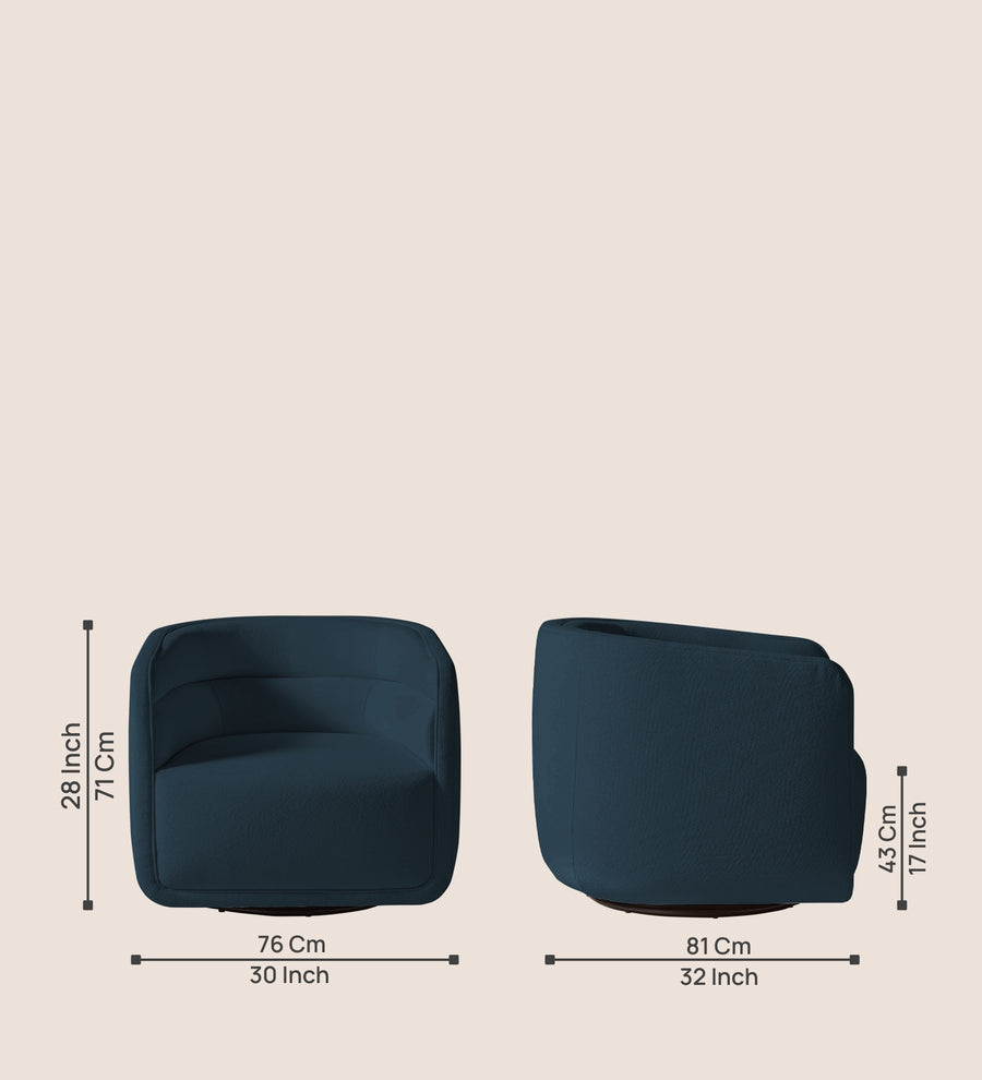 Ria Fabric Swivel Chair In Cool Blue Colour - Febonic Living