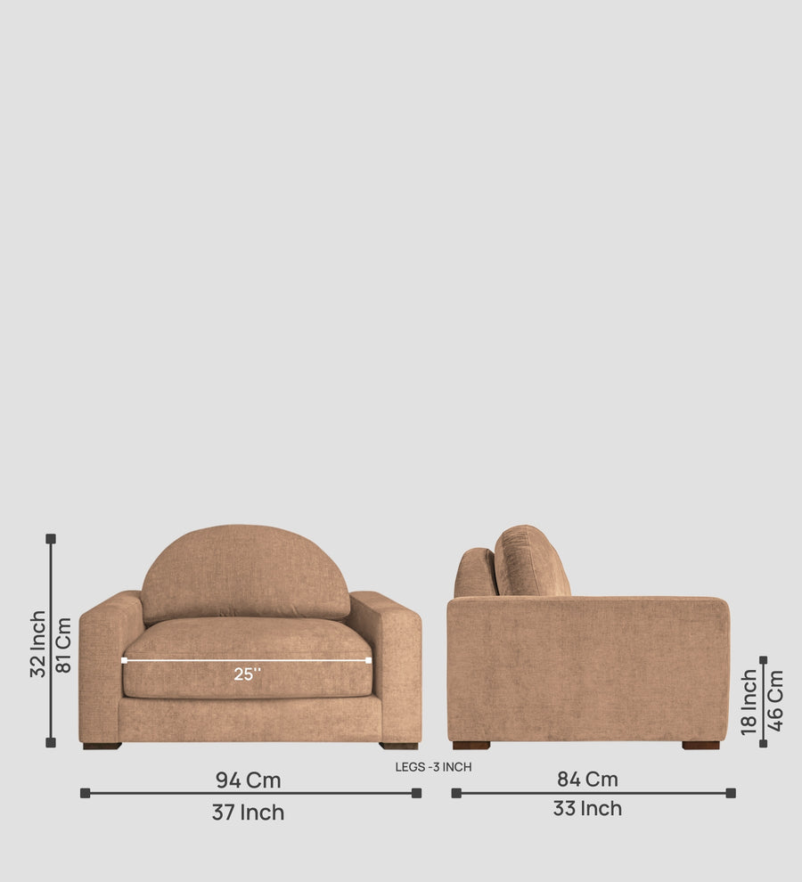 Dara Fabric 1 Seater Sofa In Cosmic Beige Colour - Febonic Living