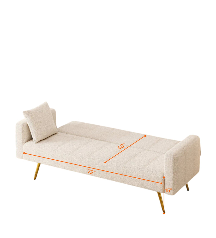 Arrow Boucle Fabric 3 Seater Convertible Sofa Cum Bed In Bright White Colour - Febonic Living