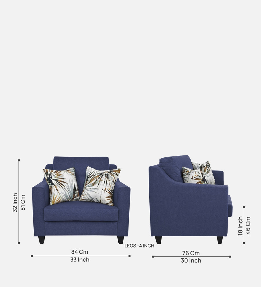 Welly Fabric 1 Seater Sofa In Slate Blue Colour - Febonic Living