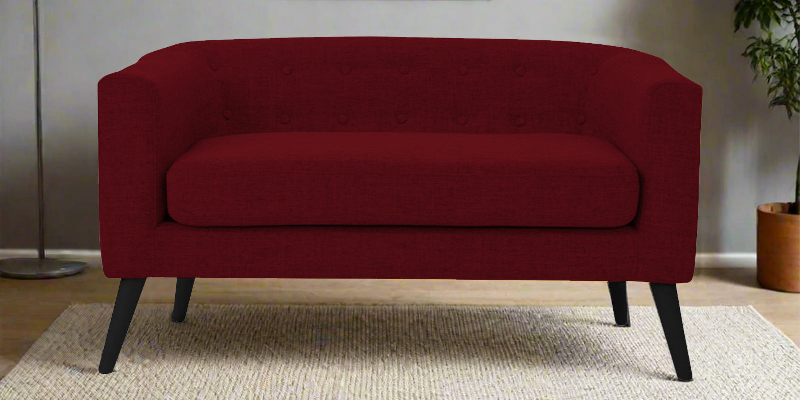 Casper Fabric 2 Seater Sofa in Ruby Red Colour