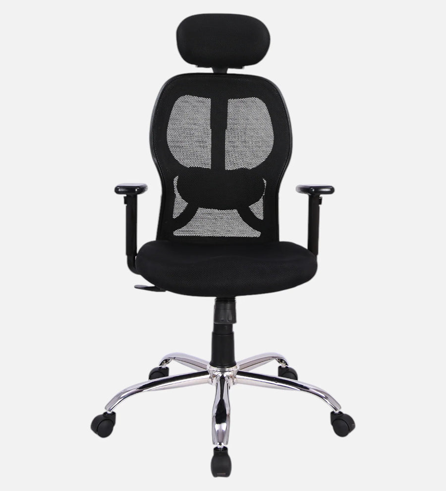 Foxy Breathable Mesh Ergonomic Chair With Adjustable Lumbar Support In Coco Black Colour - Febonic Living
