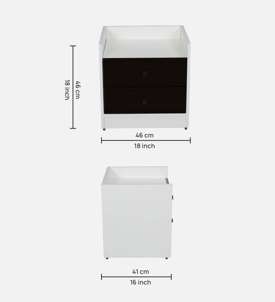 Vexa Bedside Table With Drawer In Wenge Walnut And Frosty White Finish - Febonic Living
