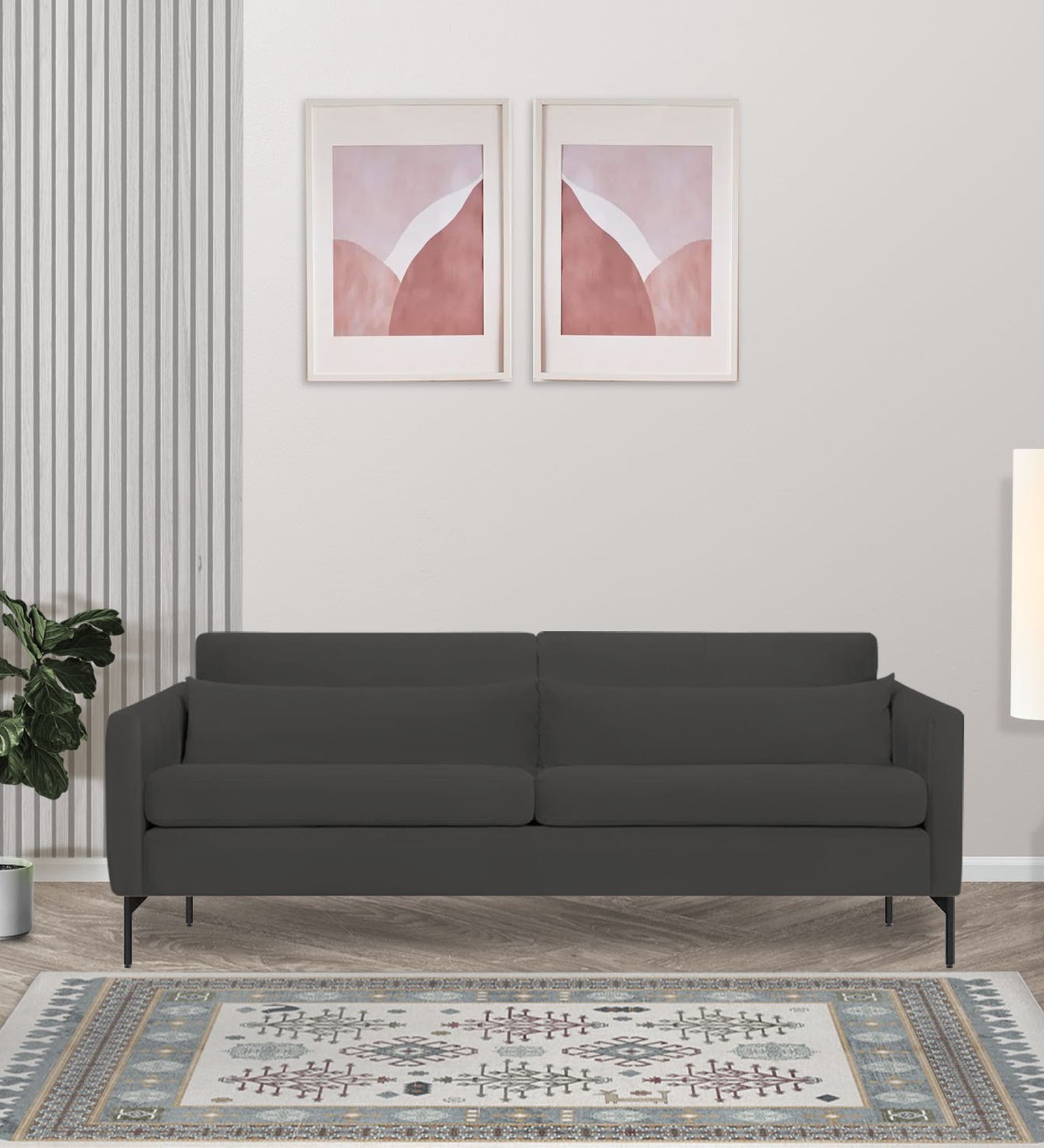 Haru Velvet 3 Seater Sofa in Hory Grey Colour