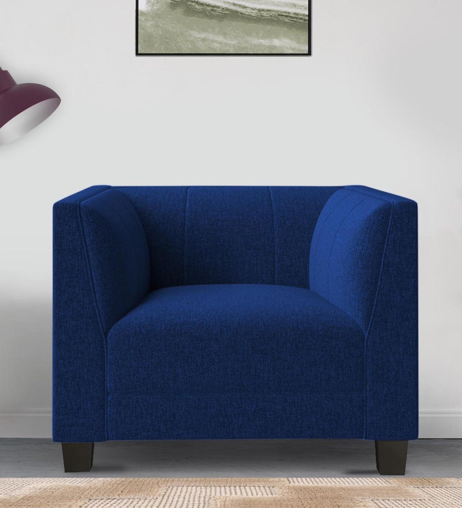 Chastin Fabric 1 Seater Sofa in Royal Blue Colour