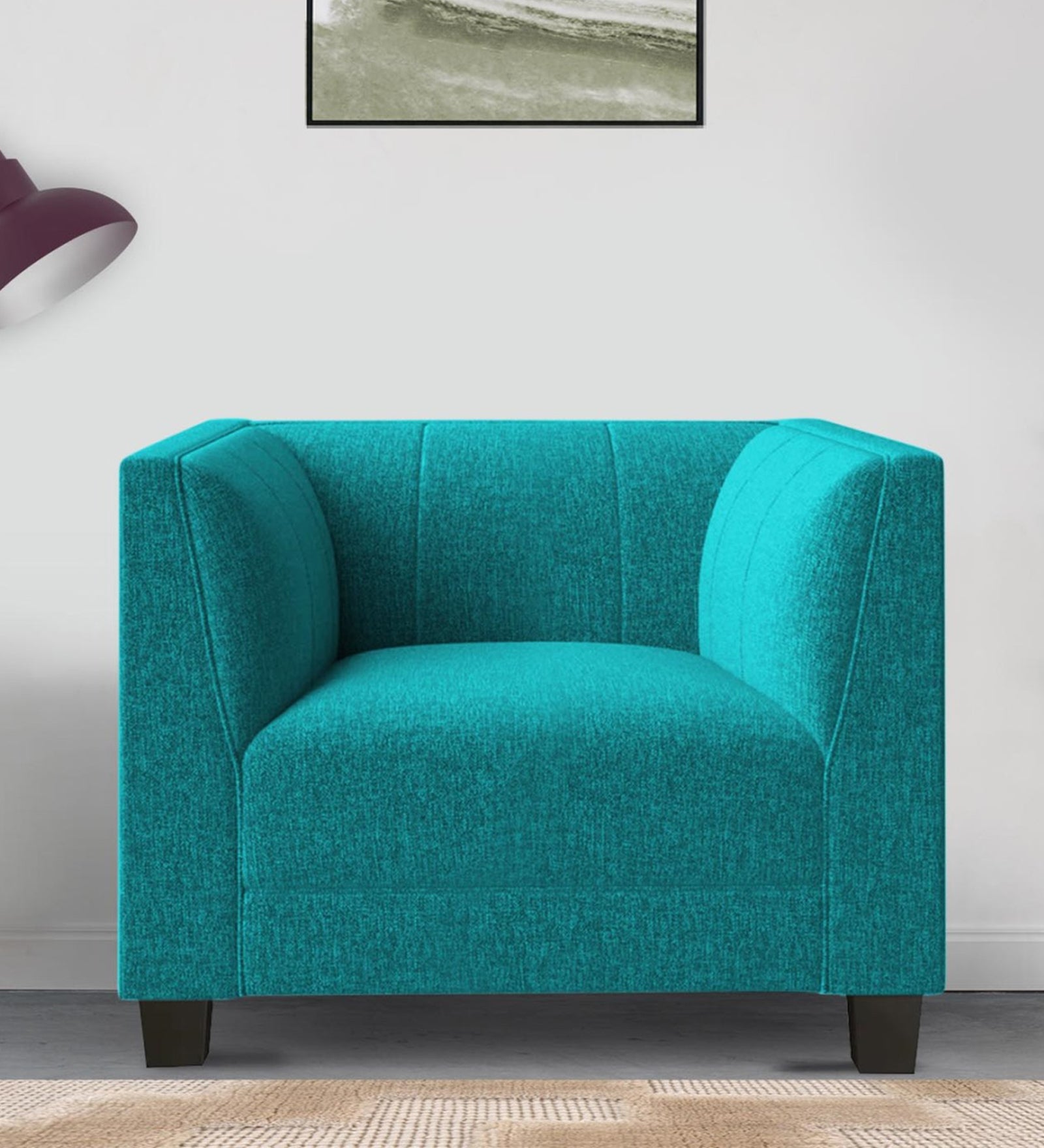 Chastin Fabric 1 Seater Sofa in Sea Green Colour