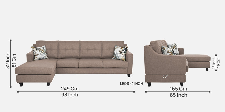 Welly Fabric Rhs Sectional Sofa 3 Lounger In Kadhi Beige Colour - Febonic Living