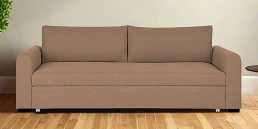 Sigma Fabric 3 Seater Pull Out Sofa Cum Bed In Cosmic Beige Colour - Febonic Living
