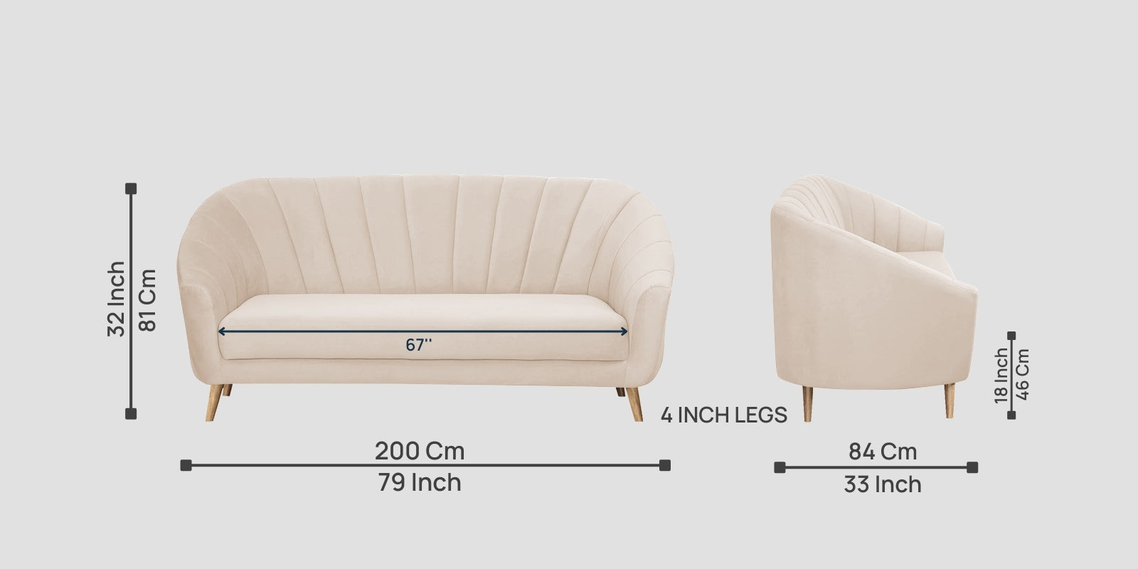 Kaylee Velvet 3 Seater Sofa In Camel Beige Colour - Febonic Living