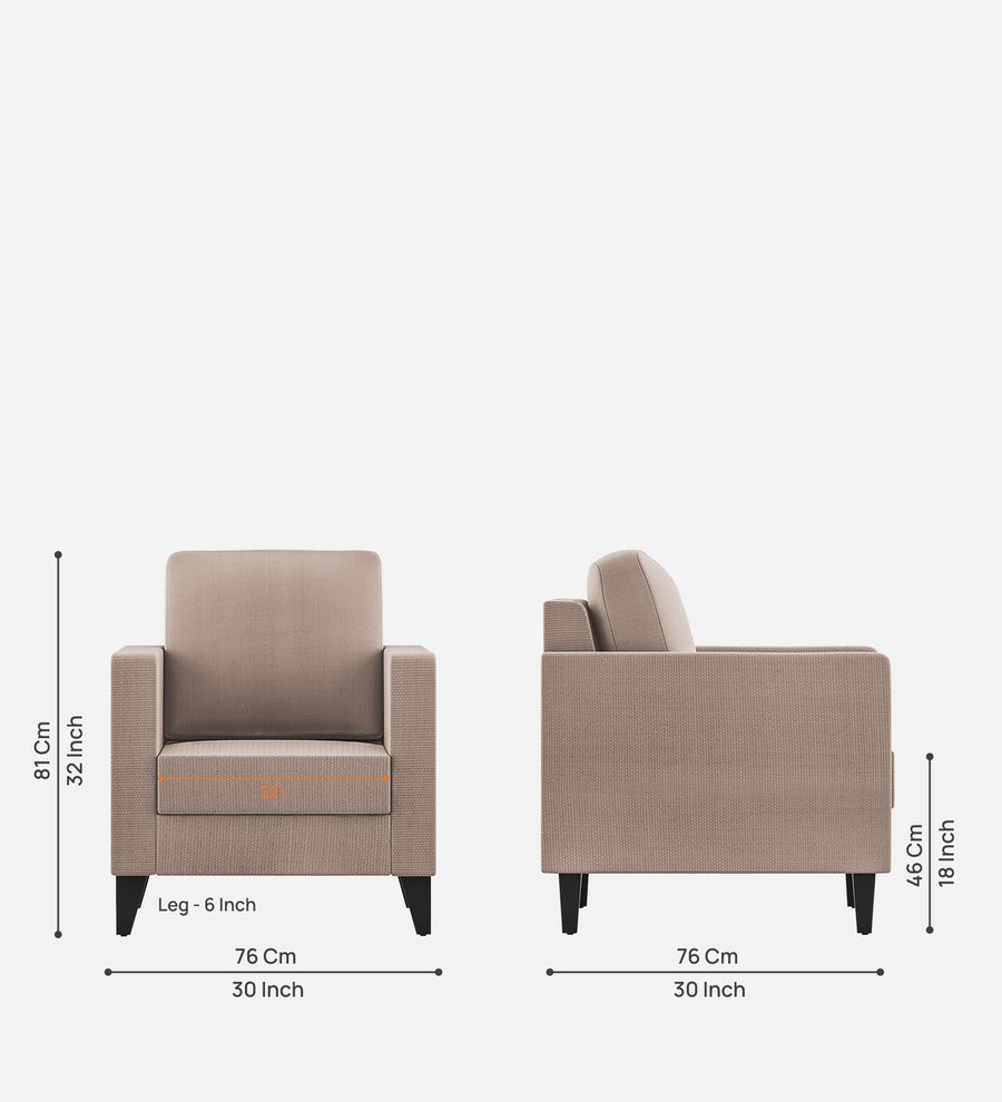 Nori Fabric 1 Seater Sofa In Kadhi Beige Colour - Febonic Living