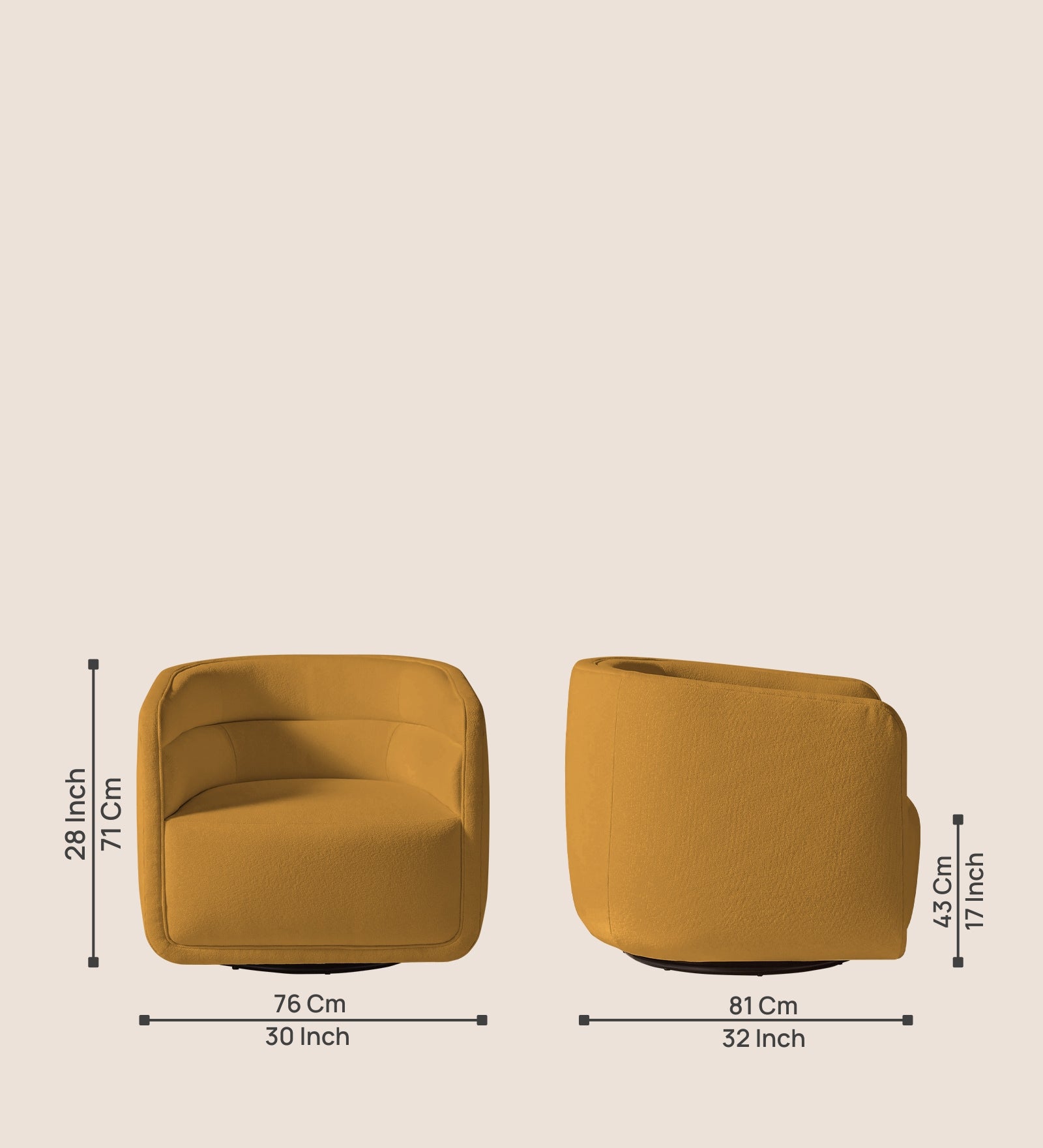 Ria Fabric Swivel Chair in Corn Yellow Colour