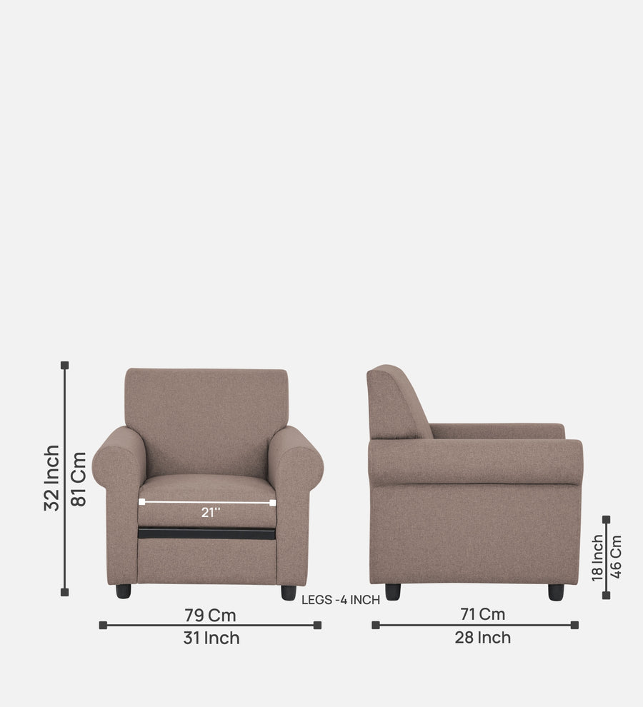 Ribby Fabric 1 Seater Sofa In Kadhi Beige Colour - Febonic Living