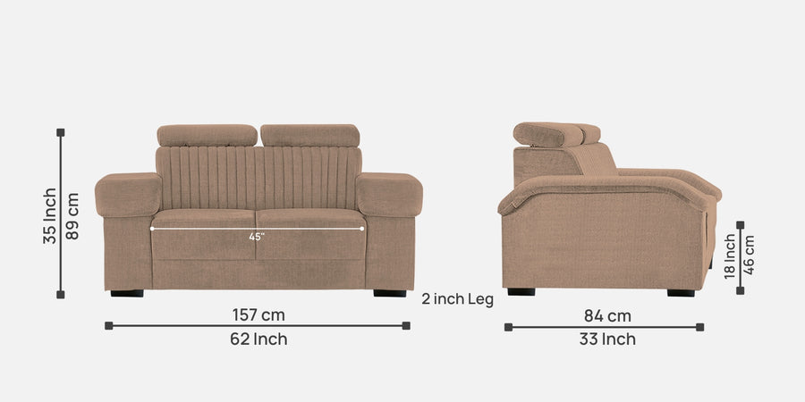 Draco Fabric 2 Seater Sofa In Cookie Beige Colour - Febonic Living