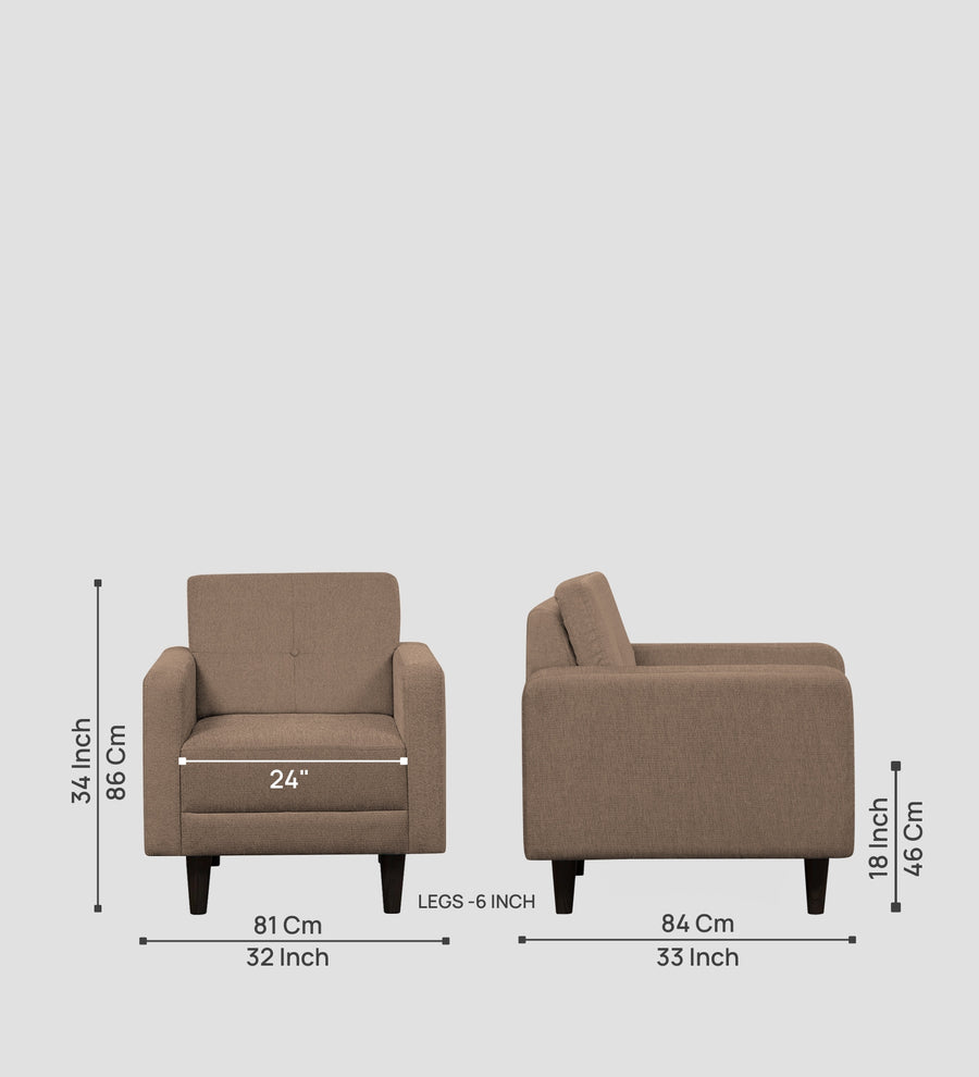 Noha Fabric 1 Seater Sofa In Cookie Beige Colour - Febonic Living