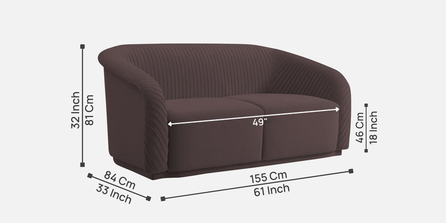 Yara Velvet Fabric 2 Seater Sofa In Mocha Brown Colour - Febonic Living