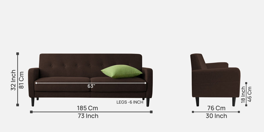 Marq Fabric 3 Seater Sofa In Coffee Brown Colour - Febonic Living