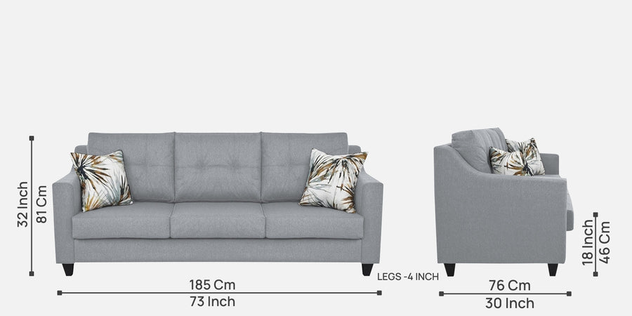 Welly Fabric 3 Seater Sofa In Coin Grey Colour - Febonic Living