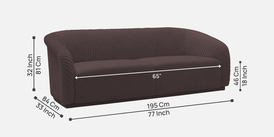 Yara Velvet Fabric 3 Seater Sofa In Mocha Brown Colour - Febonic Living
