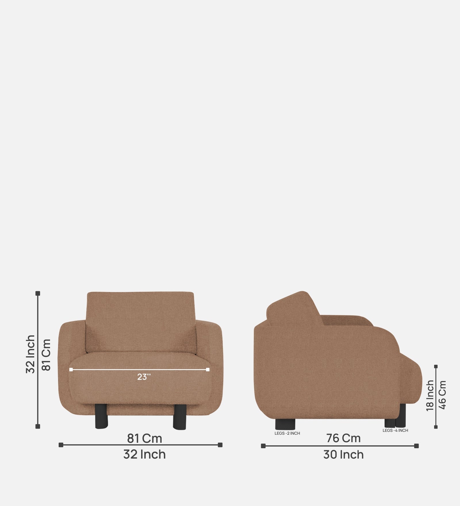 Varu Fabric 1 Seater Sofa In  Cosmic Beige Colour - Febonic Living
