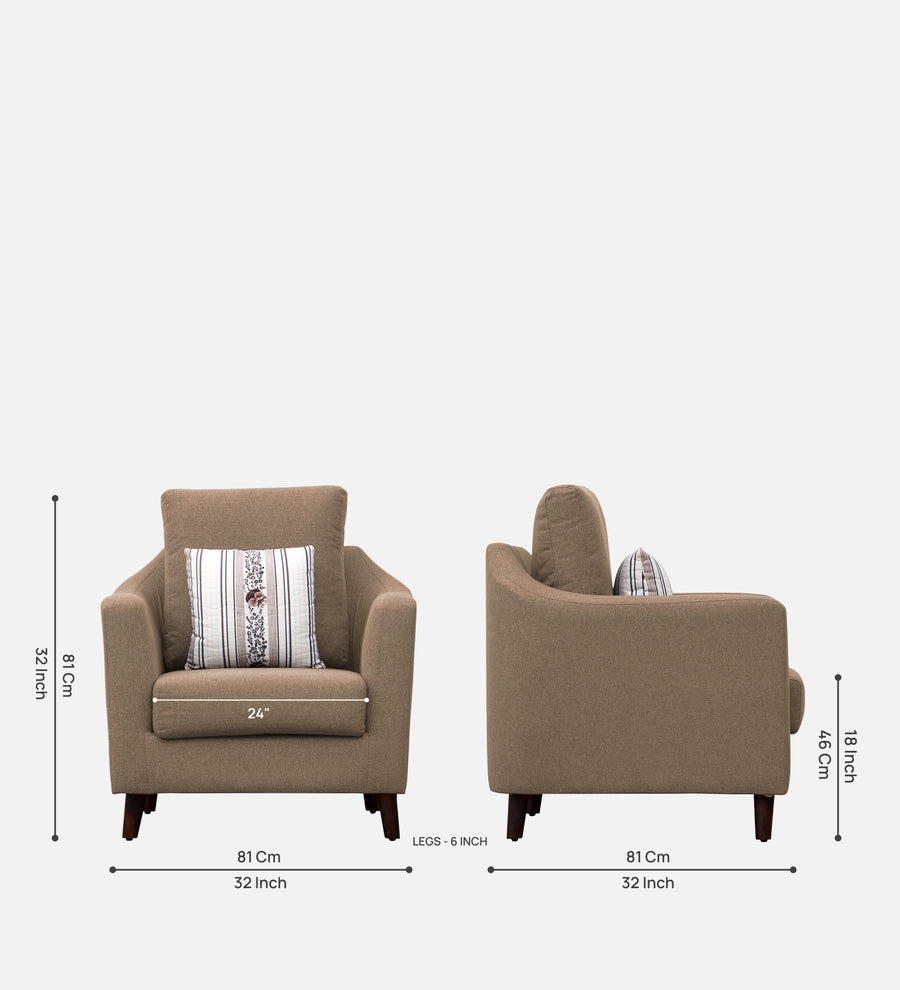 Kevin Fabric 1 Seater Sofa In Cosmic Beige Colour - Febonic Living