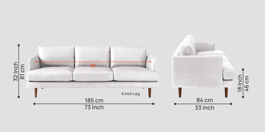 Sterio Leatherette 3 Seater Sofa In Cream White Colour - Febonic Living
