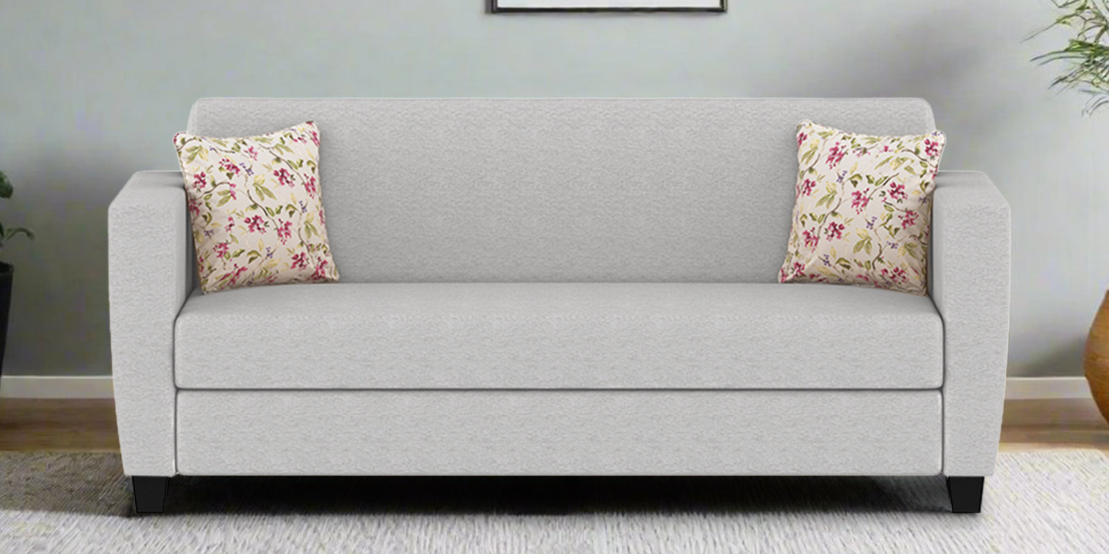 Gozi Fabric 3 Seater Sofa In Lit Grey Colour