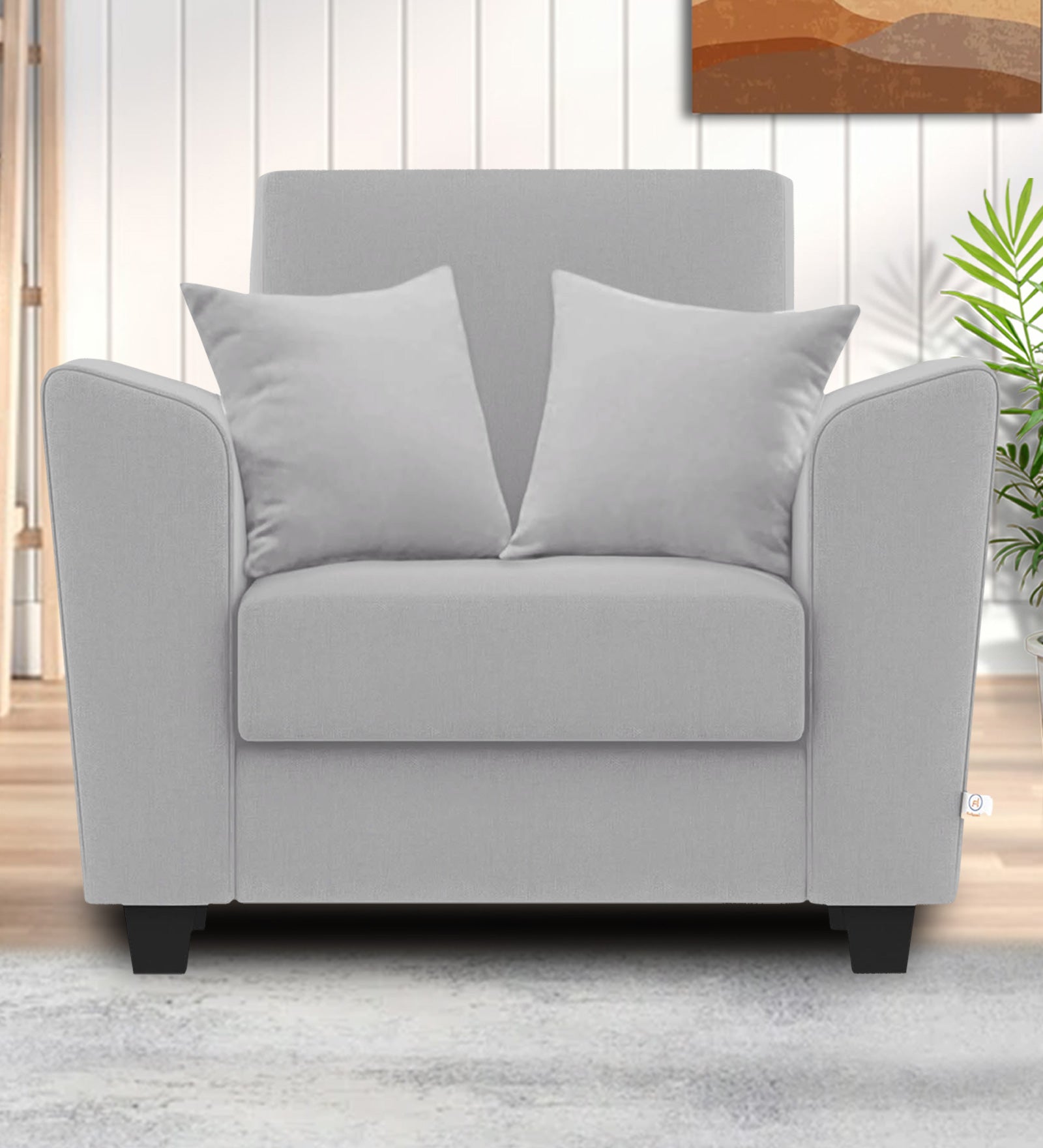 Daku Fabric 1 Seater Sofa in lit grey Colour