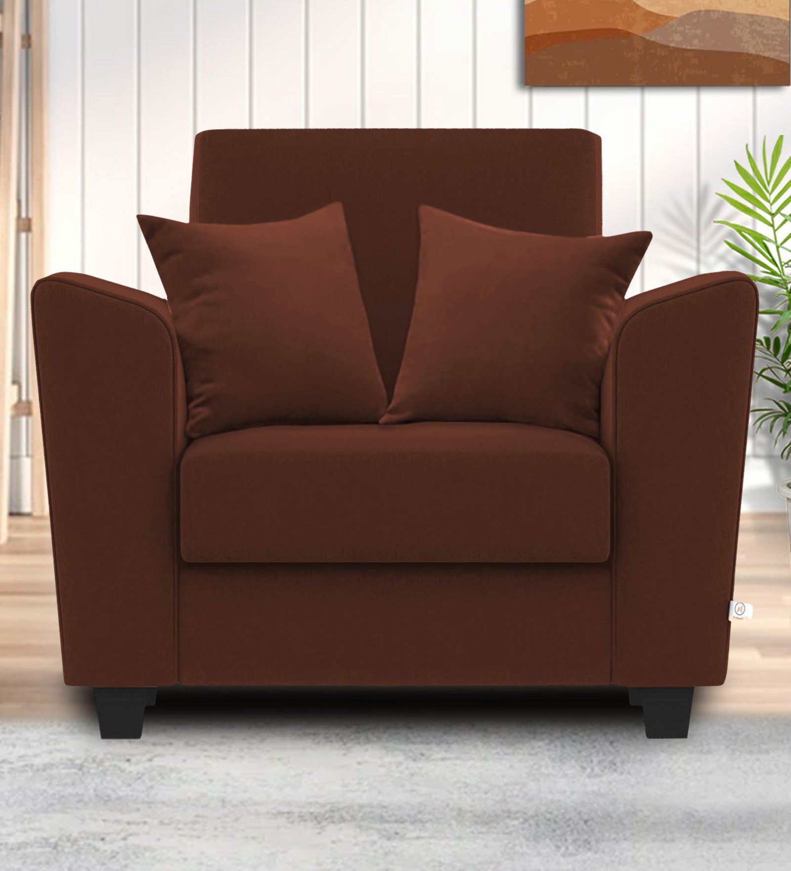 Daku Fabric 1 Seater Sofa in coffee brown Colour