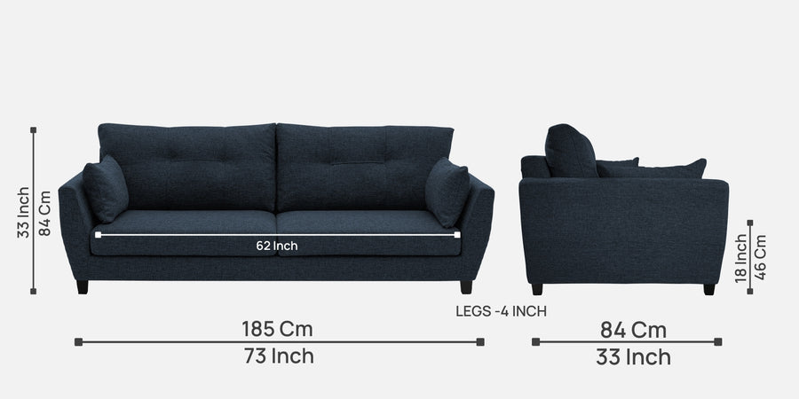 Mario Fabric 3 Seater Sofa In Denim Blue Colour - Febonic Living
