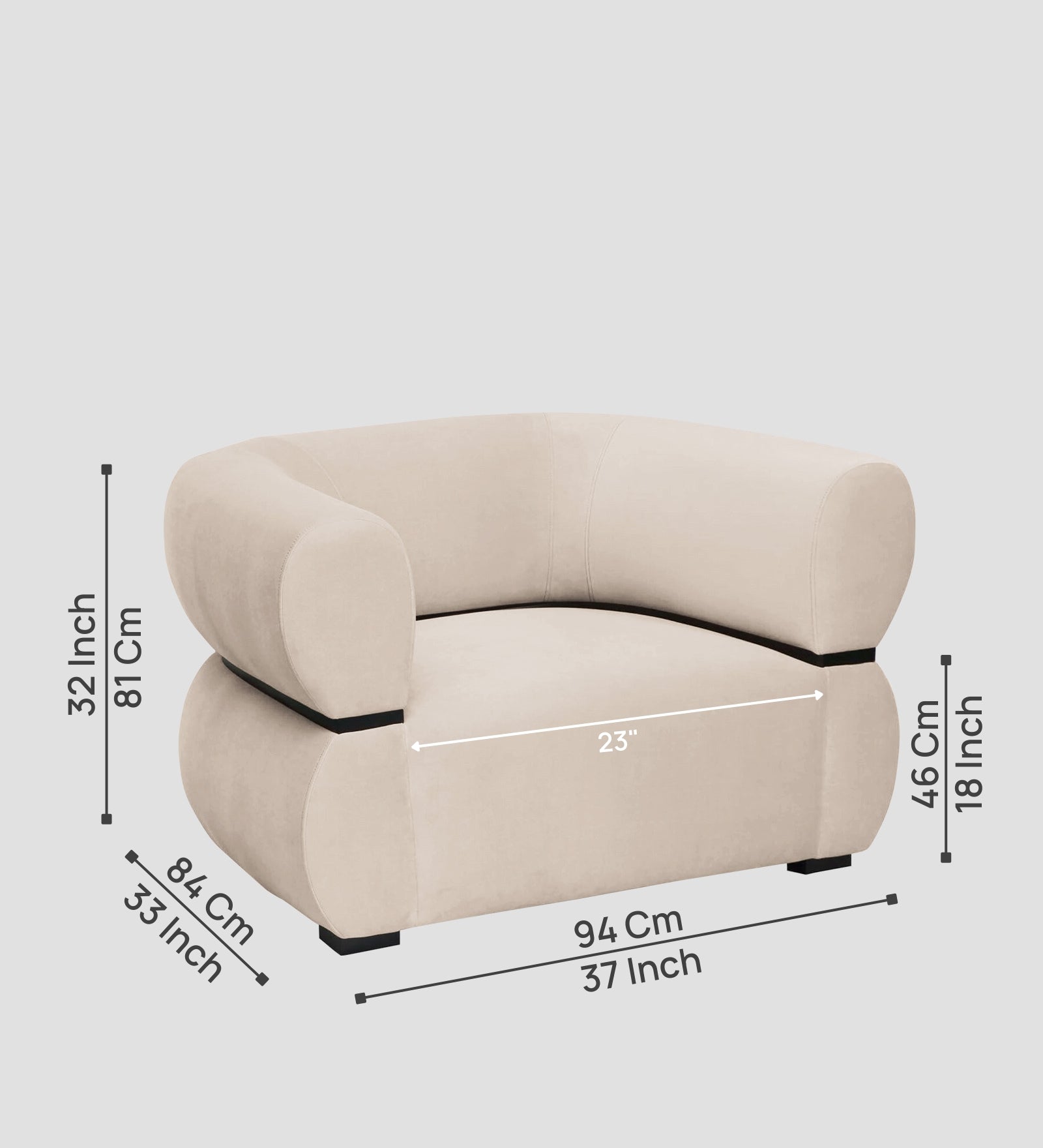 Kula Velvet 1 Seater Sofa In Camel Beige Colour