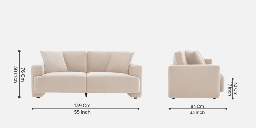 Kosta Velvet 2 Seater Sofa In Camel Beige Colour - Febonic Living