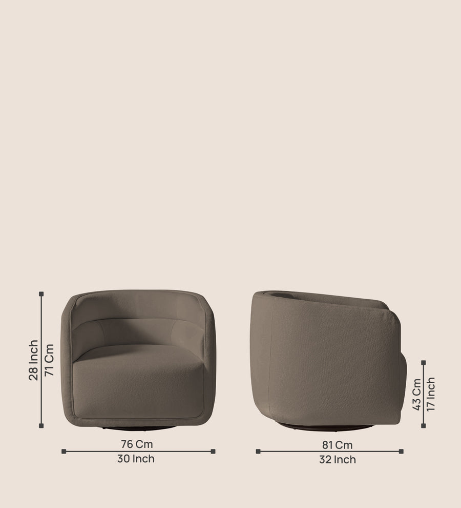 Ria Fabric Swivel Chair In Hazel Beige Colour - Febonic Living