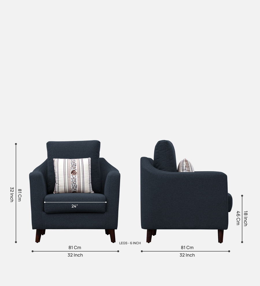 Kevin Fabric 1 Seater Sofa In Denim Blue Colour - Febonic Living