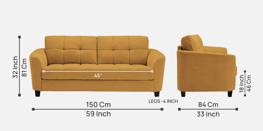 Mulan Fabric 2 Seater Sofa In Corn Yellow Colour - Febonic Living