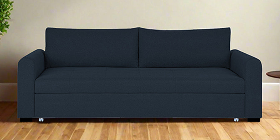 Sigma Fabric 3 Seater Pull Out Sofa Cum Bed In Denim Blue Colour - Febonic Living