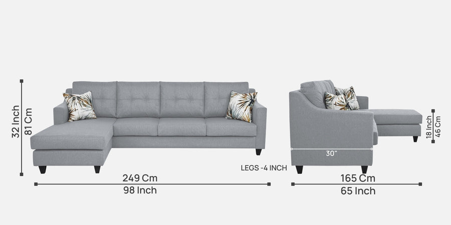 Welly Fabric Rhs Sectional Sofa 3 Lounger In Coin Grey Colour - Febonic Living
