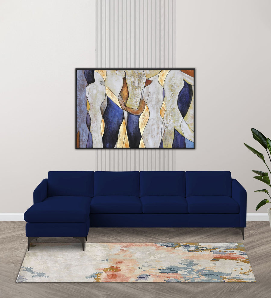 Haru  RHS  (3+Lounger) Fabric Sectional Sofa - Imperial Blue by Febonic Living