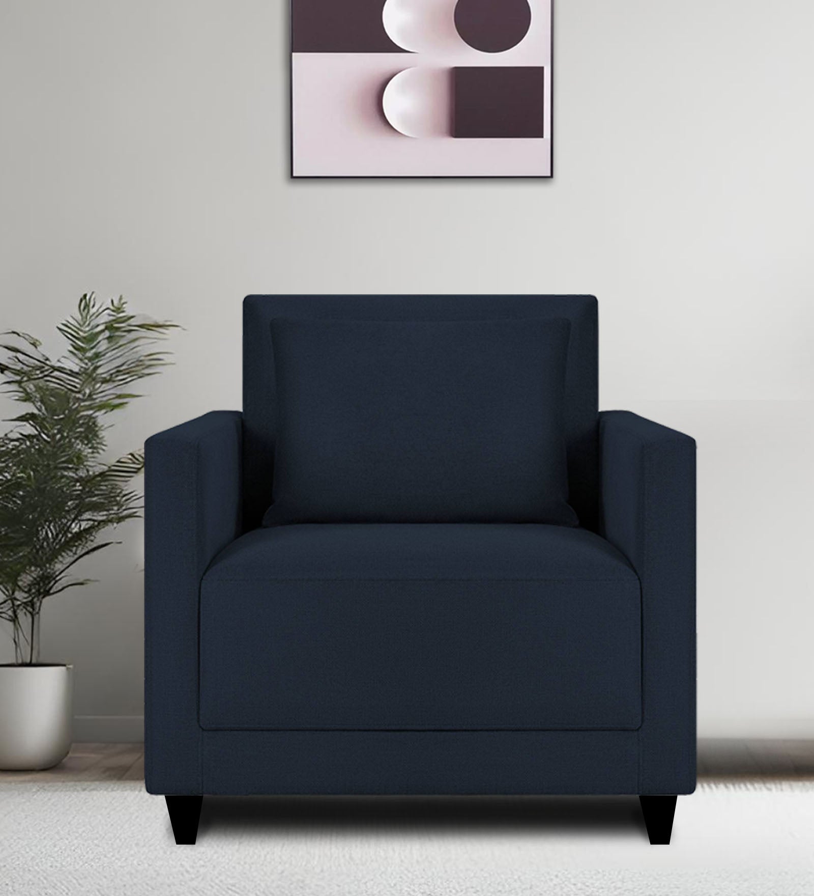 Kera Fabric 1 Seater Sofa in Denim Blue Colour