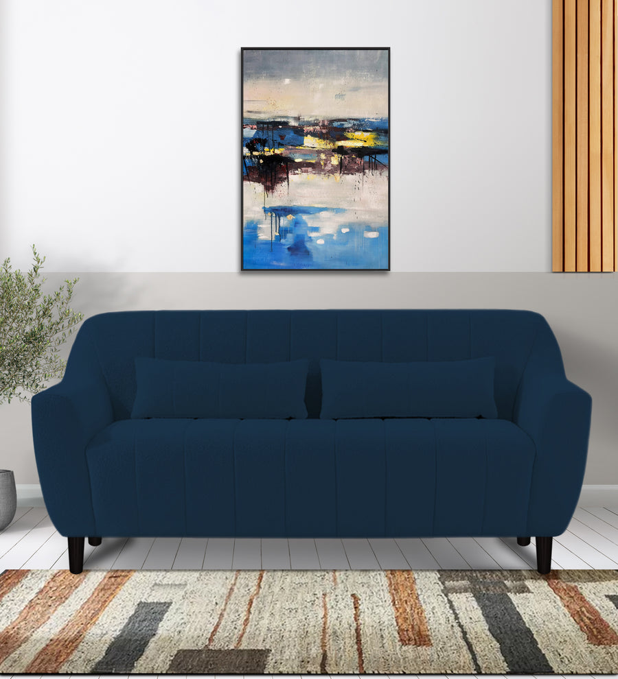 Nesco  2 Seater Boucle Fabric Sofa - Denim Blue by Febonic Living