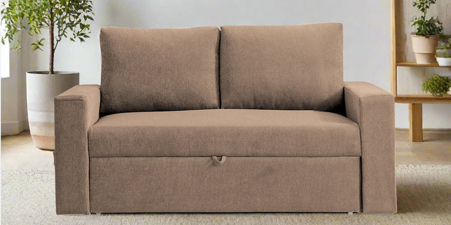 Kara Fabric 2 Seater Pull Out Sofa Cum Bed In Cookie Beige Colour - Febonic Living