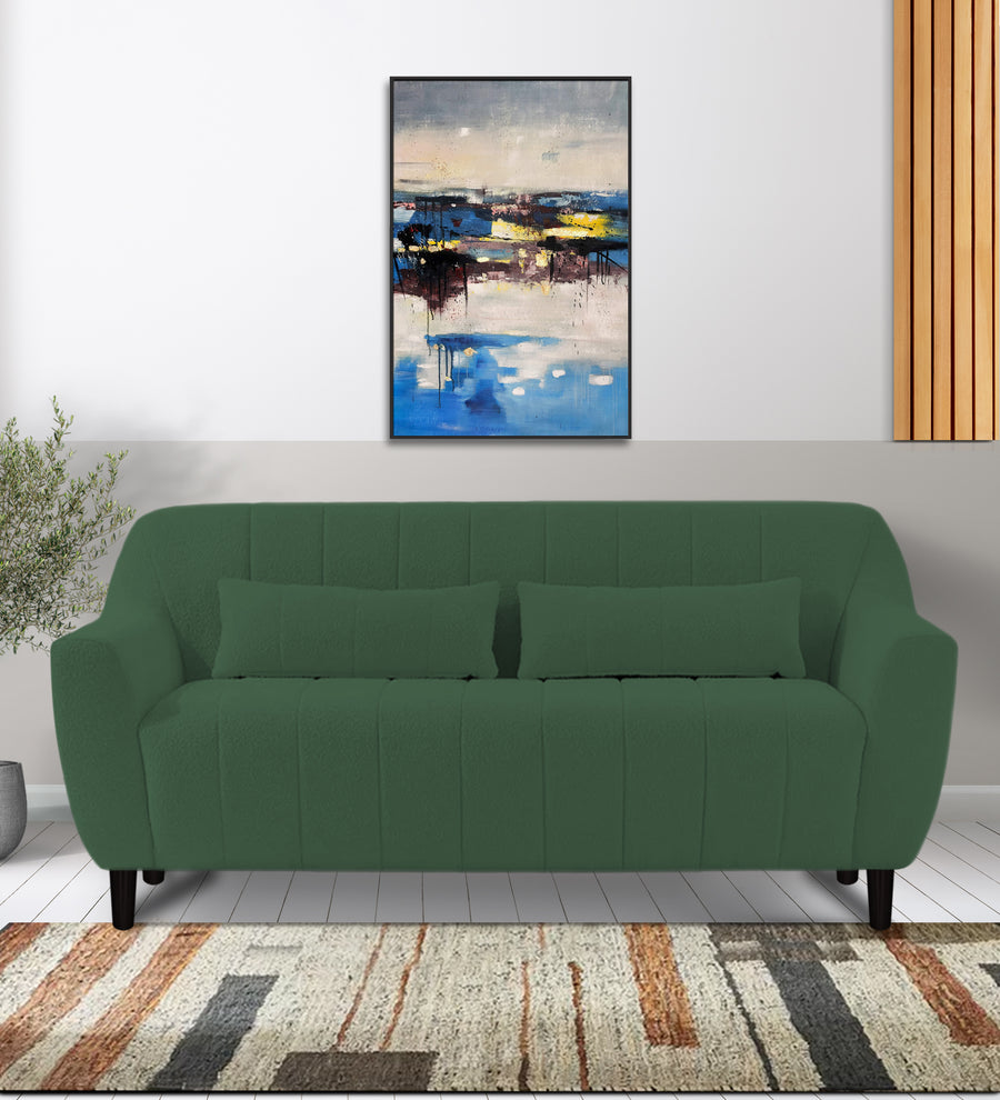 Nesco  2 Seater Boucle Fabric Sofa - Bottle Green by Febonic Living
